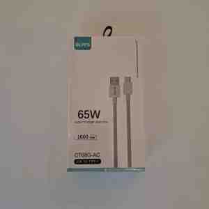 OLYPS  Braided Charging Cable USB to Type-C, 1m, 65W, White - Fast charging and data transfer with OLYPS white b