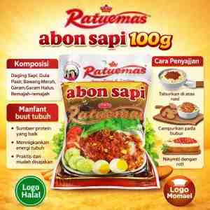 Ratu Emas Abon Sapi 100g - roduk abon sapi orisinal yang terbuat dari daging