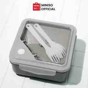 Japanese Style Square 2 Compartment Lunch Box 1100mLGray - Kotak bekal makanan plastik sekat dua lengkap send