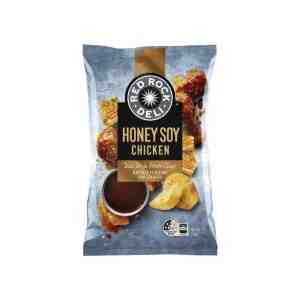 Red Rock Deli Honey Soy Chicken Chips 165g - Roughly cut and slow-cooked in 100 sunflower oil,