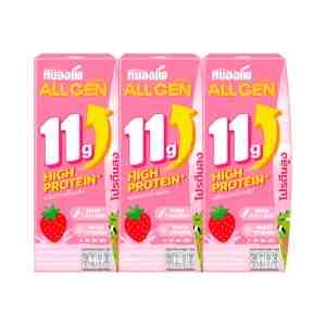 NONGPHO Allgen Strawberry UHT Low Fat Milk 180 ml. Pack 3