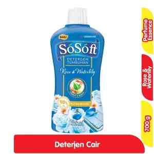 SoSoft Detergen Cair Tumbuhan Rose  Waterlily Botol 700 g - SoSoft Detergen Cair Tumbuhan Rose  Waterlily Bot
