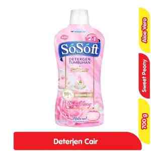 SoSoft Detergen Cair Tumbuhan  Pelembut Pakaian Sweet Peony 700 g - SoSoft Detergen Cair Tumbuhan  Pelembut Pakaian S