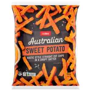 750 Coles Sweet Potato Chips 750g - Coles Frozen Australian Sweet Potato Chips 750g.