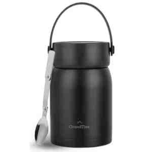 24 GrandTies Jar with Spoon Black - GrandTies Insulated Food Jar with Folding Spoon Bl