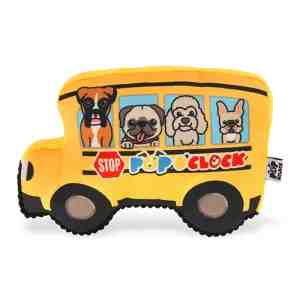 PLAY PET BRANDS  Bus Buddy Squeaker  Crinkle21.5x7.5x14.5 - FeaturesNext stop fun town - P.L.A.Y. Pup OCloc