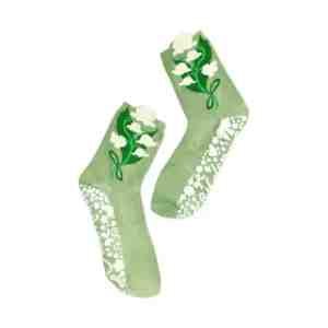 Lily of The Valley Grip Socks Green Astro Kids x Jerome Jonathan 1pair - pKaos kaki grip dengan sentuhan motif bunga lily