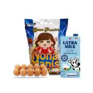 Paket Sembako Pilihan  Beras  Telur  Susu - Paket terdiri dari  - Nona Manis Beras Premium 5