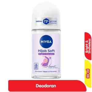 Nivea Deodoran Roll On Wanita Hijab Soft Bright  Shaveless 50 ml - Nivea Deodoran Roll On Wanita Hijab Soft Bright