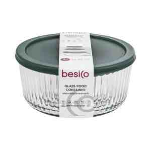 BESICO  3   Glass Contianer 3 pcs. Green Color
