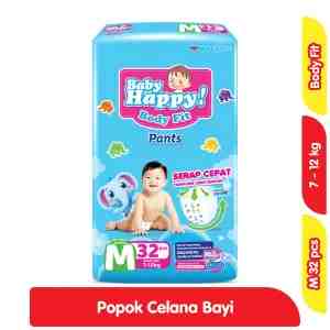 Baby Happy Body Fit Pants Popok Celana Bayi M 32 pcs - Baby Happy Body Fit Pants Popok Celana Bayi M 32 p