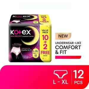KOTEX Max Protect Overnight Panties Size L-XL 12s 10s  Free 2s 27738 - Max Protect Overnight Panties Size L-XL 12s 10s