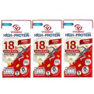 300  3 Vitamilk Hi Protein - Vitamilk Hi Protein Original Soymilk UHT 300ml. Pa