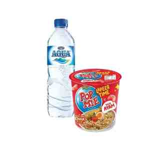 POP MIE AYAM LAPEER TIME 75GR  AQUA AIR MINERAL BTL 600ML - POP MIE AYAM LAPEER TIME 75GR  AQUA AIR MINERAL B