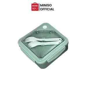 Japanese Style Square 2 Compartment Lunch Box 1100mLGreen - Kotak makan sekat 2 gaya Jepang kapasitas besar 11