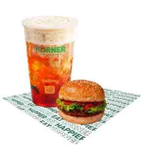 COMBO BURGER CHICKEN SPICY  BERRY MANGO TEA - COMBO BURGER CHICKEN SPICY  BERRY MANGO TEA