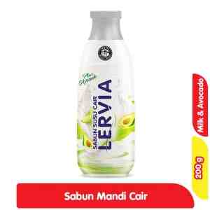 Lervia Sabun Mandi Cair Milk  Avocado Botol 200 g - Lervia Sabun Mandi Cair Milk  Avocado Botol 200 g