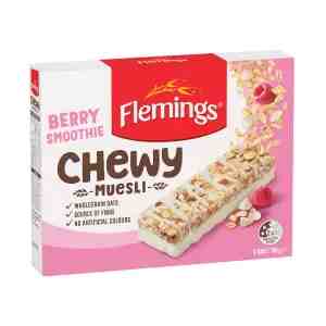 Flemings Chewy Muesli Bar Berry Smoothie 180g - Flemings Chewy Muesli Bar Berry Smoothie 180g