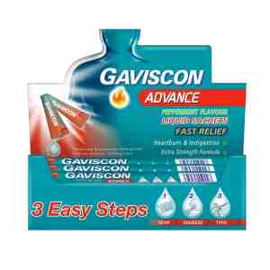 GAVISCON Advance Liquid Sachets Peppermint Flavour 10ml x 24s 94585 - Advance Liquid Sachets Peppermint Flavour for Hear