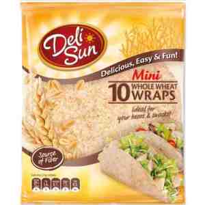 10 250 Deli Sun 10 Mini Whole Wheat Wraps 250g. - Deli Sun 10 Mini Whole Wheat Wraps 250g.
