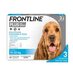 FRONTLINE  Flea  Tick Plus 3s For Medium Dog 10-20kg - FeaturesFrontline Plus guards your canine buddy a