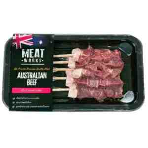 150 Meat Works Beef Skewered 150g - Meat Works Frozen Marinated Australian Beef Skewer