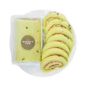 Swiss Roll Pandan 1unit - A light, fluffy sponge infused with fragrant panda