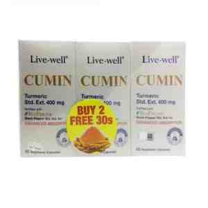 LIVE WELL CUMIN 400MG 60SX2 FOC 30S - LIVE WELL CUMIN 400MG 60SX2 FOC 30S 10009358_EA