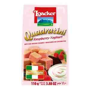 Loacker Quadratini Bite Size Wafer Cookies - Raspberry Yogurt 125g - Loacker Quadratini Bite Size Wafer Cookies - Raspb