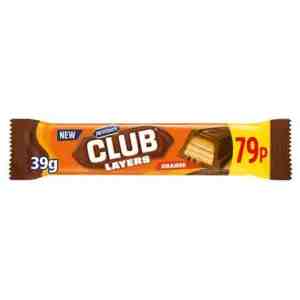 MCVITIES CLUB ORANGE BAR 79P 39G - MCVITIES CLUB ORANGE BAR 79P 39G