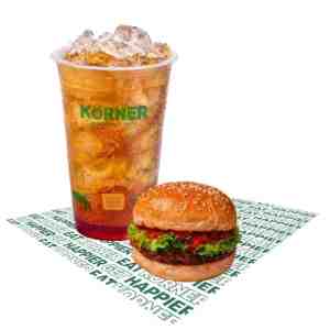 COMBO BURGER CHICKEN SPICY  PEACH TEA - COMBO BURGER CHICKEN SPICY  PEACH TEA