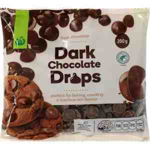 200 Woolworths Chocolate Drops Dark 200g. - Woolworths Chocolate Drops Dark 200g.