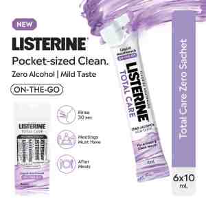 LISTERINE Total Care Zero Liquid Mouthwash On-The-Go Sachet 10ml x 6s 60251 - Total Care Zero Liquid Mouthwash On-The-Go...
