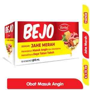 Bejo Obat Herbal Masuk Angin Cair Jahe Merah Sachet 6 x 15 ml - Bejo Obat Herbal Masuk Angin Cair Jahe Merah Sache