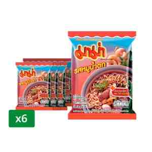 MAMA  55 .  6 Instant Noodles Nam Tok Pork Flavor 55 g. Pack 6