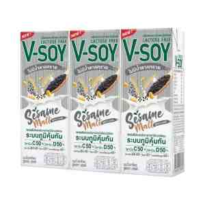 V-SOY Soymilk w Sesame Malt 180 ml. Pack 3