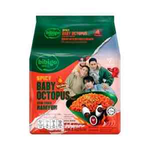 BIBIGO  Spicy Baby Octopus Flavor Stir-Fried Ramyun 122 g. x 4 units