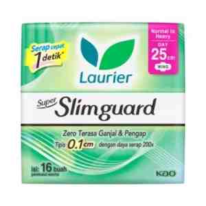 Laurier Super Slimguard Day Wing 25cm Pembalut Kewanitaan 16pcs - pPembalut siang ultra slim dengan strongketeba