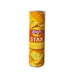 Lays Stax Extra Cheese Potato Chips 100g - Thick, stackable crisps packed with bold, creamy c