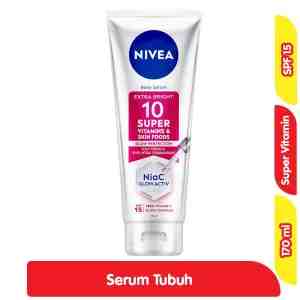 Nivea Extra Bright Serum Pelembap Tubuh 10 Super Vitamin SPF 15 170 ml - Nivea Extra Bright Serum Pelembap Tubuh 10 Super V