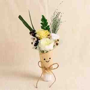 Preserved Rose  Austin Jellycat Bouquet - Preserved Yellow Rose x 1 Preserved White Austin