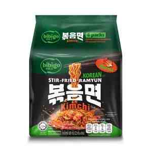 BIBIGO  122 .  4 Kimchi Flavor Stir-fried Ramyun 122 g. Pack 4
