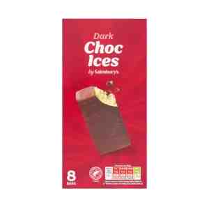 Sainsburys Dark Chocolate Ice Cream 8 x 70ml - Enjoy refreshing frozen treats with a rich dark ch