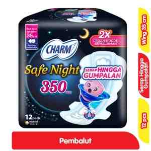 Charm Safe Night Pembalut Wanita Wing Malam 35 cm 12 pcs - Charm Safe Night Pembalut Wanita Wing Malam 35 cm