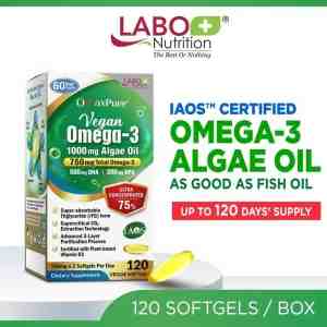 LABO NUTRITION OmaxPure Vegan Omega-3 Algae Oil 120s 83062 - LABO NUTRITION OmaxPure Vegan Omega-3 1000mg Algae