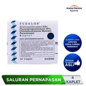 Tuzalos Strip 4 Kaplet  Obat Batuk Flu  Kimia Farma - Tuzalos merupakan obat dengan kandungan Paracetamo