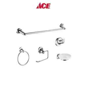ACE GLASS ACCENT BATH ACC SET CHROME 5S - ACE GLASS ACCENT BATH ACC SET CHROME 5S