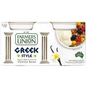 140x2 FM Yogurt Vanilla Bean 140gx2 - Farmers Union Natural Yogurt Greek Style Hint of V