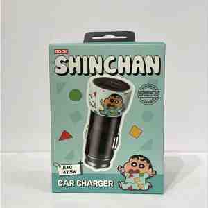 ROCK Shinchan Car Charger 47.5W  Sleepwalking - Pengisi daya mobil dengan desain Shinchan tidur ya