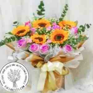 Fresh Flower Purple Rose Sunflower-PRS016 - picture shown for design purpose only, bouquet si